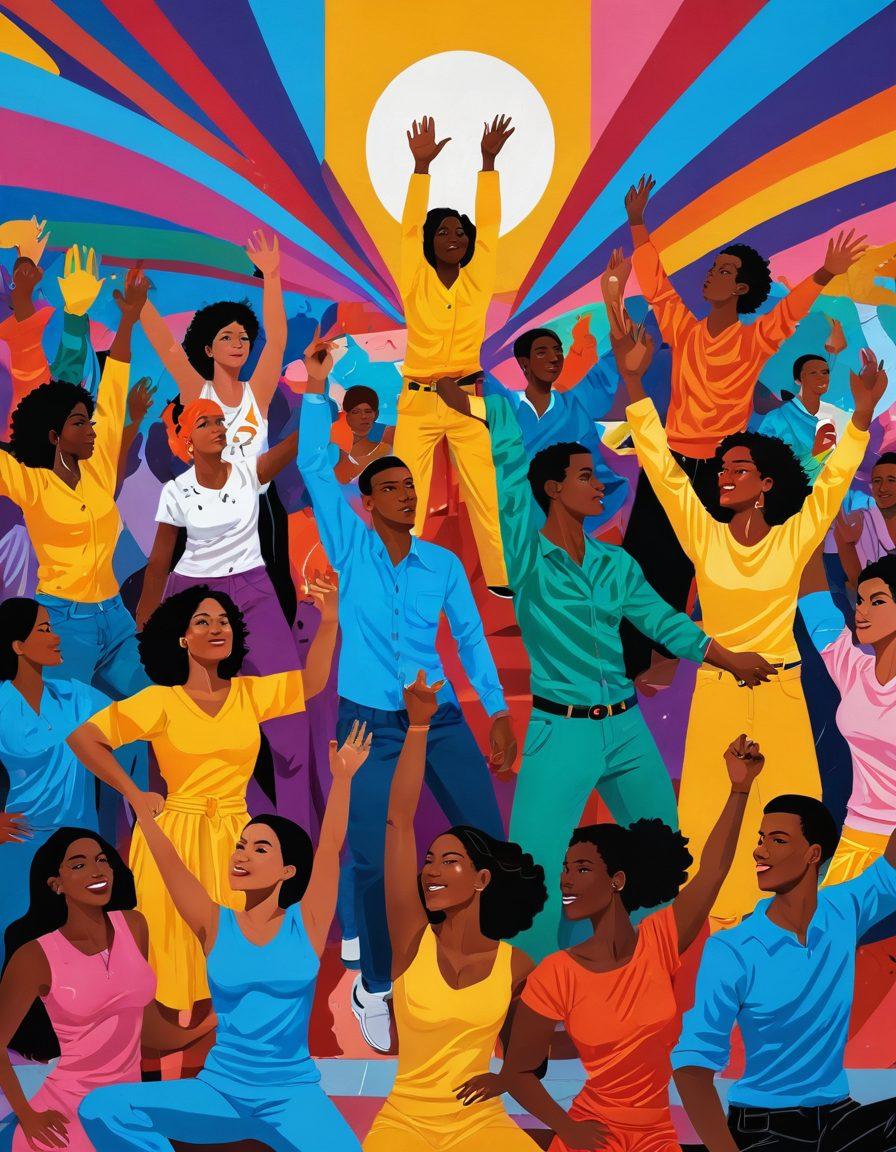 A vibrant and colorful mural depicting a diverse group of people celebrating their sexual identities, with symbols of libertarian values like freedom and autonomy intertwined. The background features abstract shapes that represent breaking barriers, forming a powerful visual narrative of acceptance and individualism. Bright, bold colors convey energy and positivity, while a peaceful urban setting enhances the theme of community. super-realistic. vibrant colors. urban art style.
